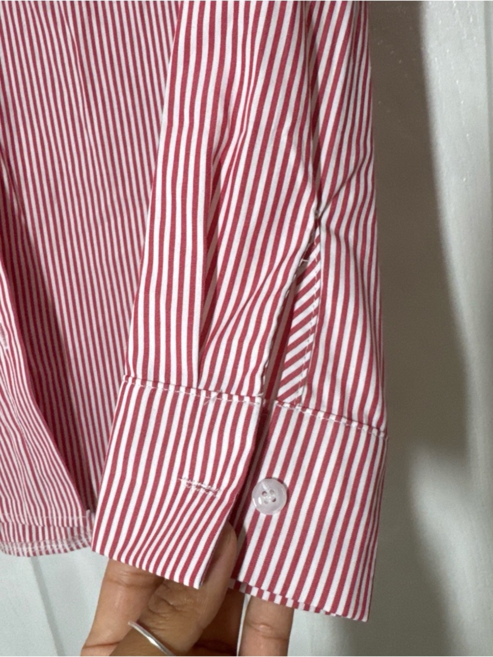Amazon Red and White Striped Button-Down Shirt - Picture 4 of 4